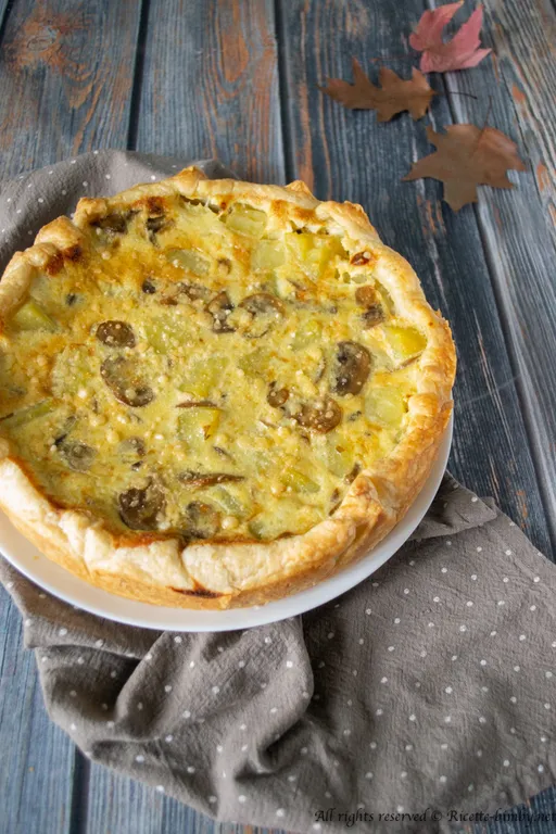 Torta salata funghi, patate e speck bimby