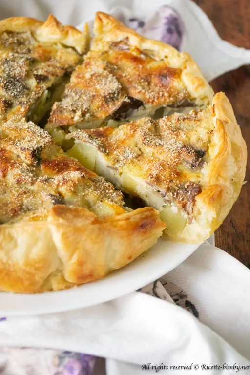 Torta salata patate e melanzane bimby