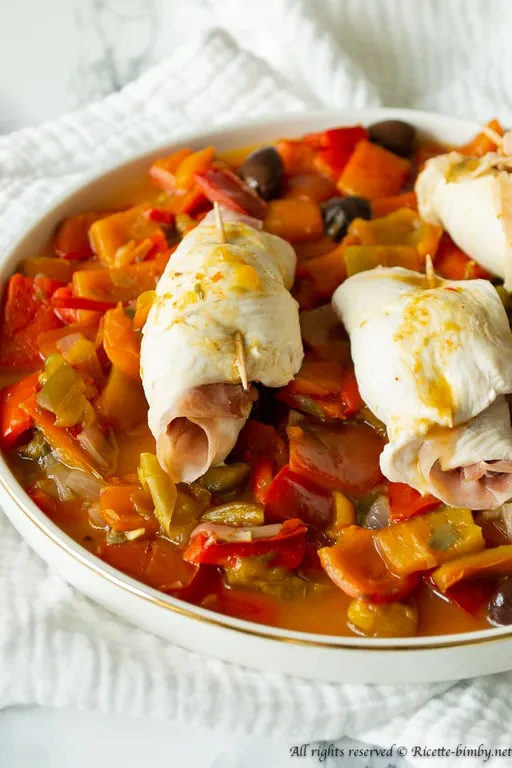 Involtini di pollo con peperoni bimby