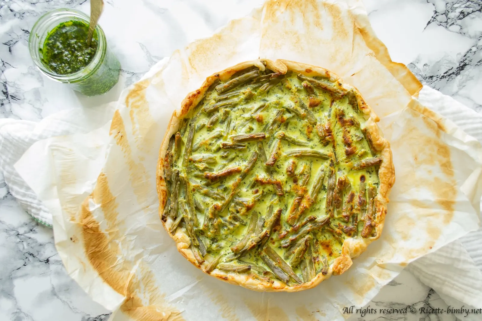 Torta salata fagiolini e pesto Bimby