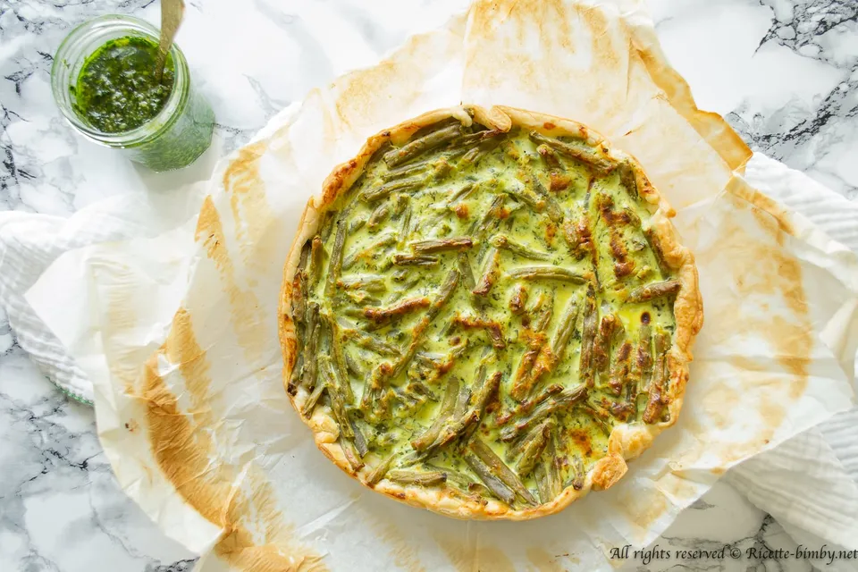 Torta salata fagiolini e pesto Bimby