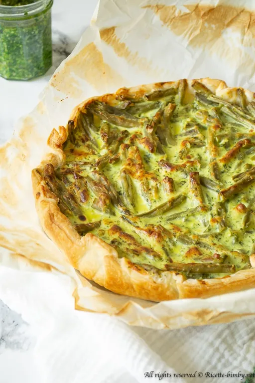 Torta salata fagiolini e pesto bimby