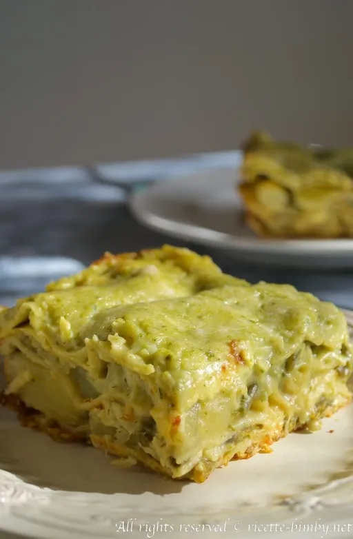 Lasagne al pesto, patate e fagiolini bimby