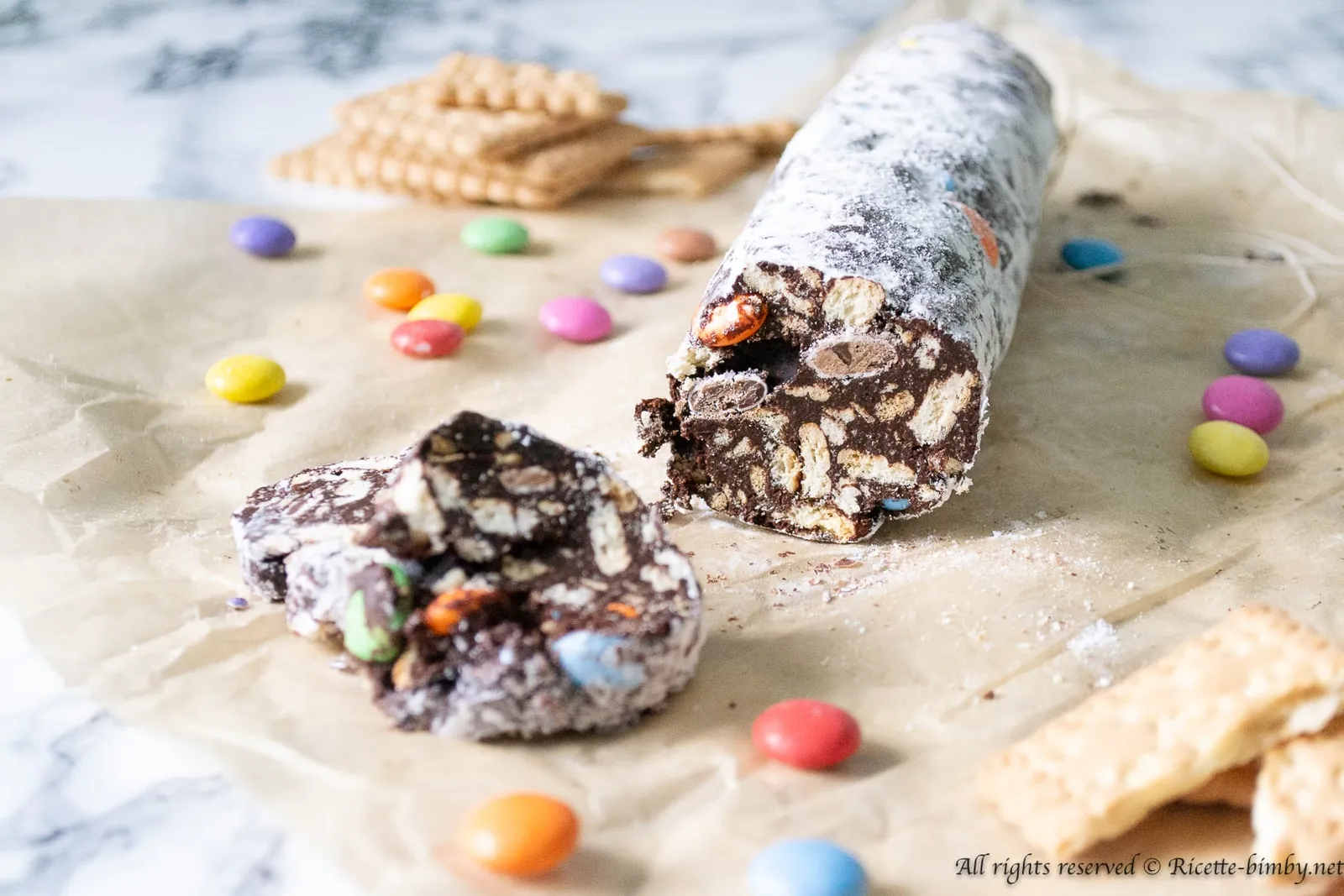 Salame di cioccolato con smarties Bimby
